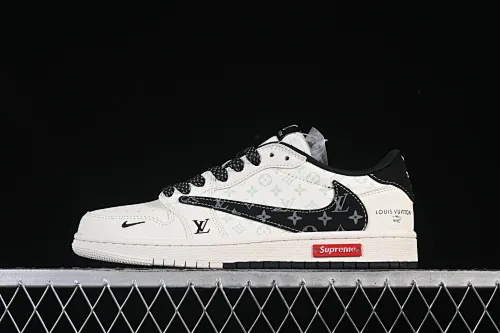 All categories Air Jordan Jordan series basketball shoes Air Jordan 1 Low high-end custom low-top sneakers Travis Scott x Fragment Design x Air Jordan 1 Low OG SP AJ1 Joe 1 pair with black flower hook low-top cultural casual sneakers CX5050-Y27